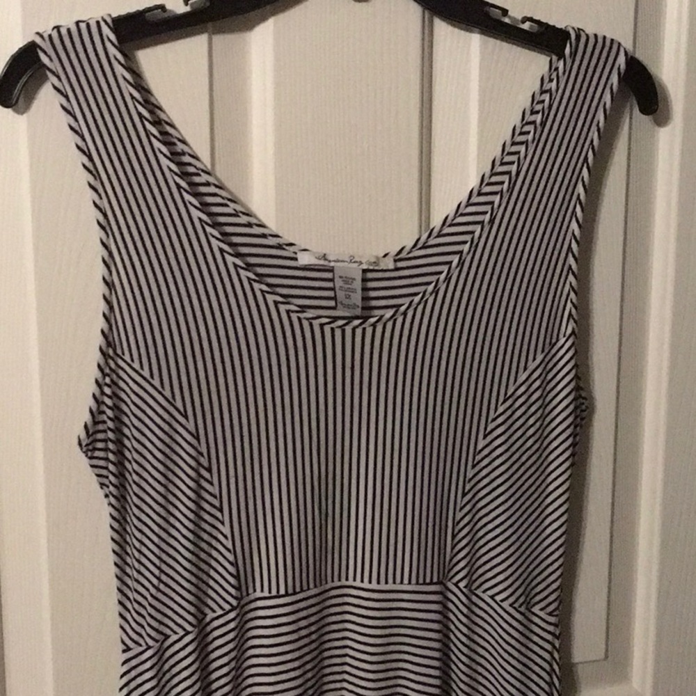 Black and white striped dress